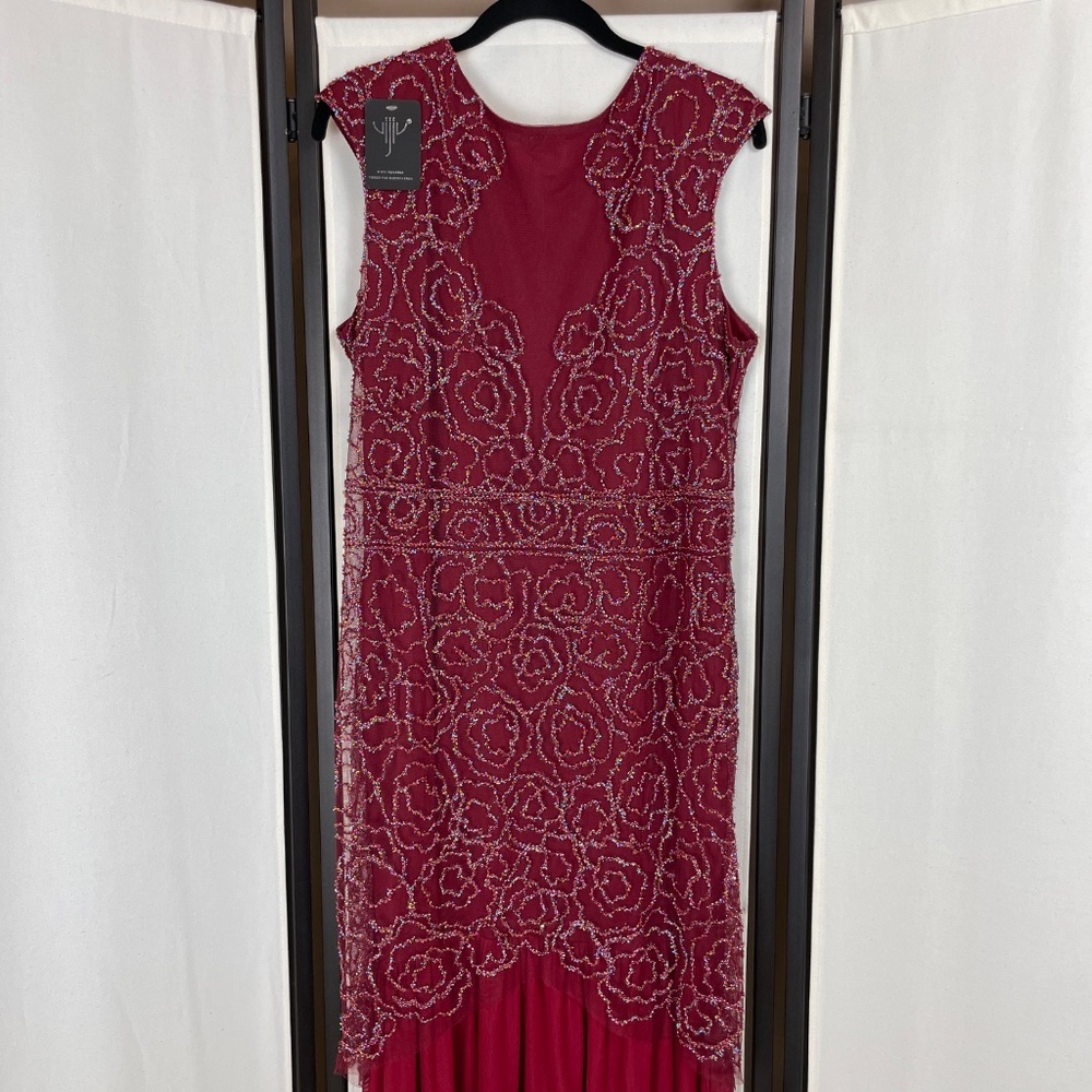 NWT Sheer Sequin Maxi Burgundy Dress Size XL Perfect for Prom!! Beautiful!